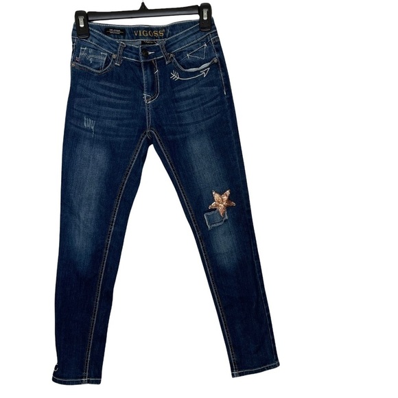 Vigoss Girl's The Jagger Ankle Skinny Super Stretch Denim Jeans Blue Star 12 - Picture 1 of 7